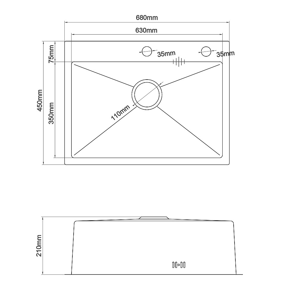 Мийка кухонна 3mm 680х450 Графіт 6845HG Mira Київ - фото 4