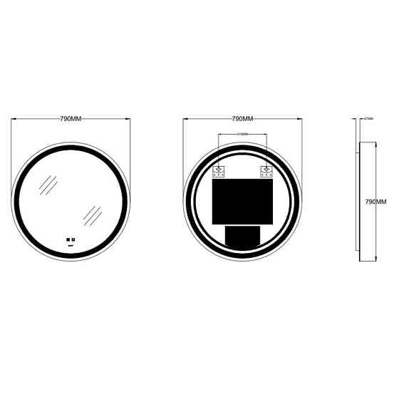 Дзеркало Zerix Solo MC01-80 з LED Touch, Anti-fog, димером, регулятором яскравості (ZX6064) ( 17000 ) Харьков