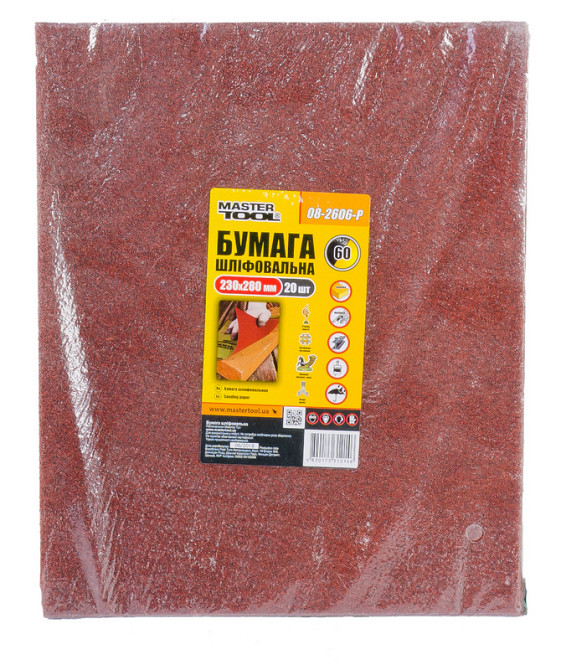 MASTERTOOL Папір шліфувальний водостійкий MASTERTOOL Р60 230×280 мм 20 шт 08-2606-Р Коломыя - изображение 2