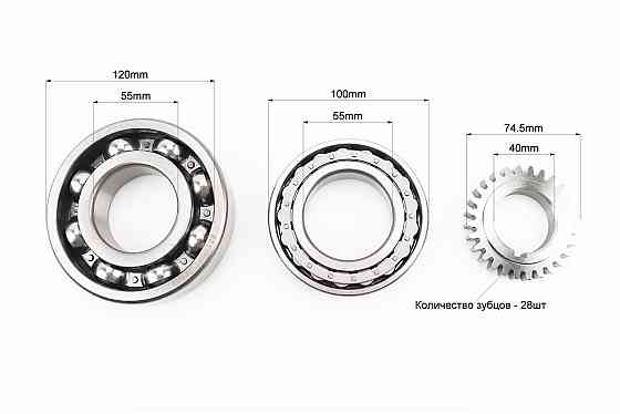 Колінвал R185N/R190N (Dболта-М12x1,5, Dшейки-52mm, H-105mm) +підшипники+шестерня Киев