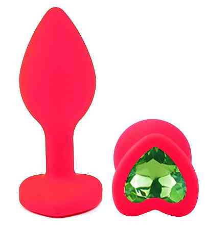 Силиконовая анальная пробка EGZO - Silicone Pink Heart Plug Green, size S Sex Aura Киев