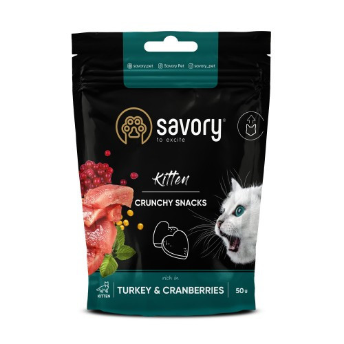 Хрусткі ласощі Savory для здорового росту кошенят, індичка з журавлиною, 50 г Київ - фото 1