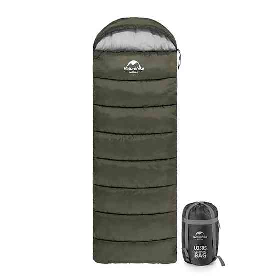 Спальник с капюшоном Naturehike U150 NH20MSD07, (11°C), правый, зеленый Киев