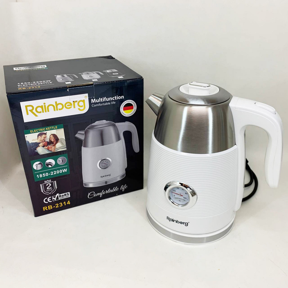 Чайник электрический с датчиком температуры Rainberg RB-2314 2200Вт 1.7л White LU-65 Львов - изображение 14