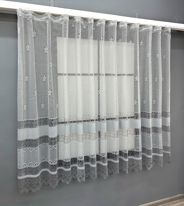 Тюль сетка VR-Textil Juli № 1717т Арка на кухню цвет серый 300х150 см (53-0030) Киев - изображение 1