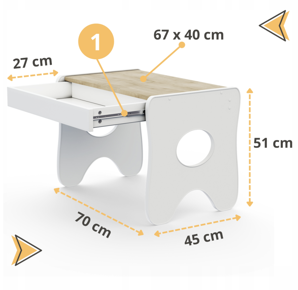 Набор детской мебели столик с ящиком и стульчик 70×45×51, стол и стул для детей, белый с голубым Киев - изображение 7