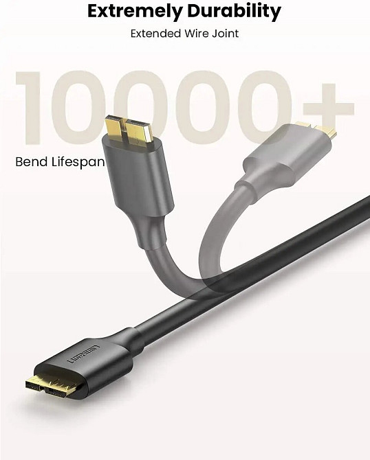 Кабель UGREEN US130 USB 3.0 A Male to Micro USB 3.0 Male Cable 2m (Black)(UGR-10843) (UGR-10843) Киев - изображение 3