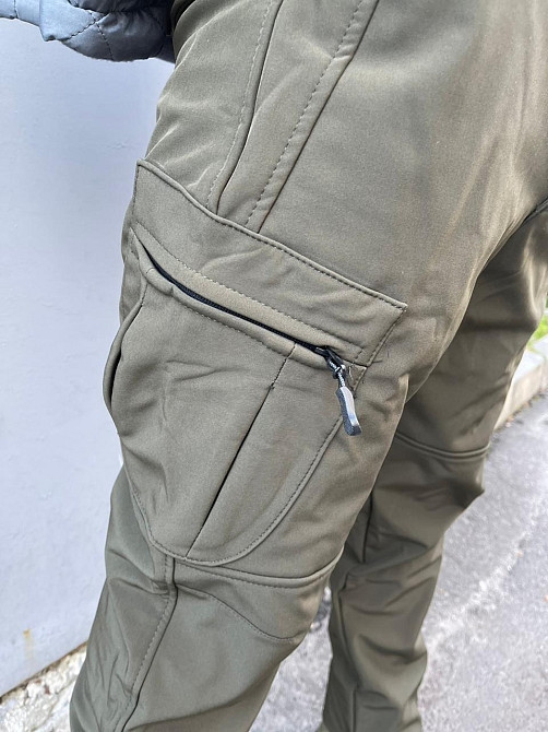 Тактичні теплі штани Softshell Хакі 3XL Вінниця - фото 4