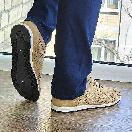 Мужские Мокасины Летние Бежевые Кроссовки Сеточка Коричневые Светлые (размеры: 40,41,42,43,44,45) - 207-4 Днепр