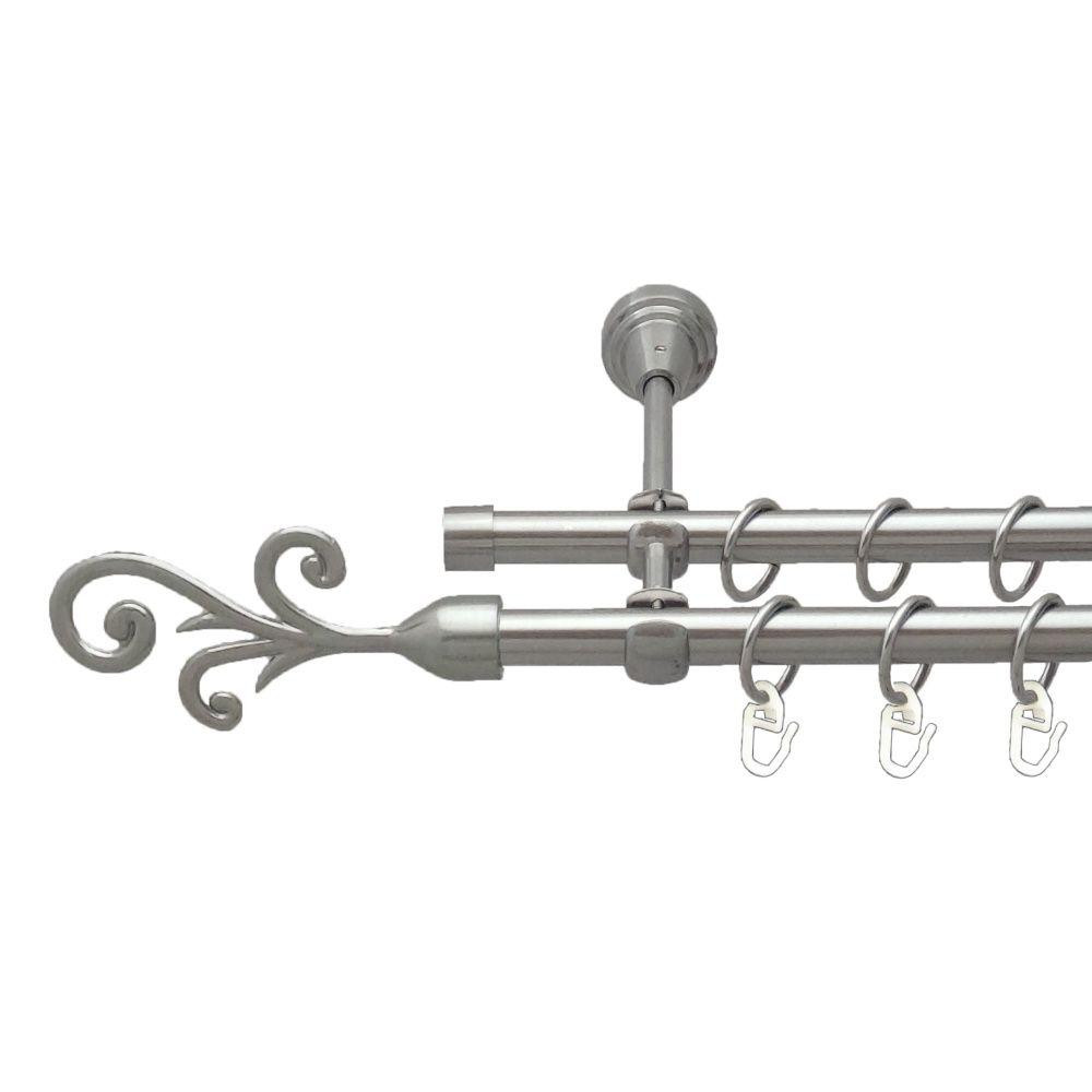 Карниз Orvit Фала металевий дворядний відкритий гладка труба кільце металеве Нержавіюча Сталь 16\16 мм 160 см (00-00016254) Львів - фото 1