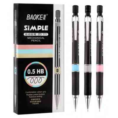 Олівець механічний Baoke НВ 0,5 мм, з грипом, з ластиком, чорний (PENCIL-BAO-ZD111) Вінниця