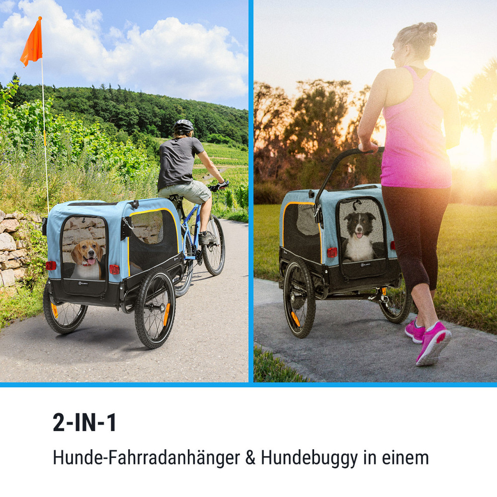 Corgi 2-in-1 Dog Trailer & Buggy 600D Oxford Steel Tube Предупреждающий флаг Синий (Германия, читать описание) Ровно - изображение 2