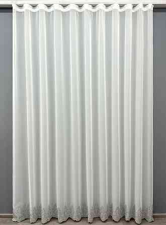 Тюль VR-Textil 1819т Креп с вышивкой и люрексом Молочный с серым 400х250 см (99-015) Киев