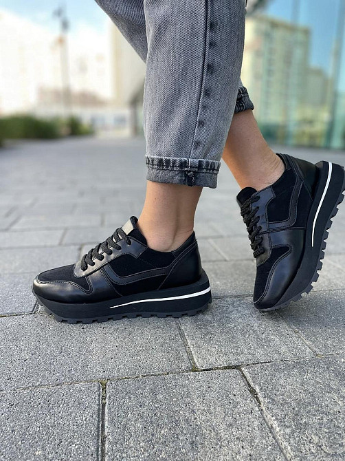 Molly Кроссовки женские MOLLY черные натуральная кожа+замша весна-осень 37р.38р.39р. (5237) Коломия - фото 10