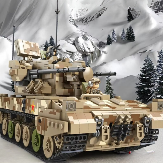 Конструктор детский игровой.Зенитная установка танк военный  1270 детали, хаки Каменец-Подольский