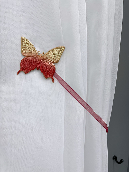 Магніти для штор і гардин Метелик набір 2 шт Бордовий із золотистим (81-158) Київ - фото 4
