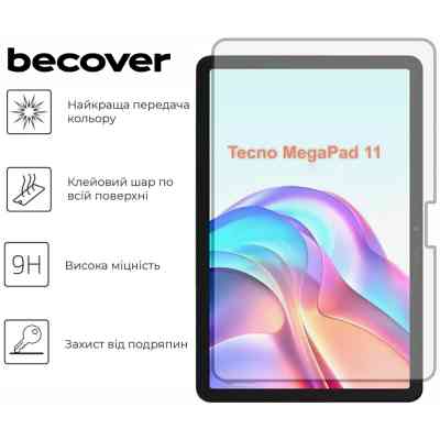 Стекло защитное BeCover Tecno Megapad 11 (T1101) 10.95" (713124) Винница