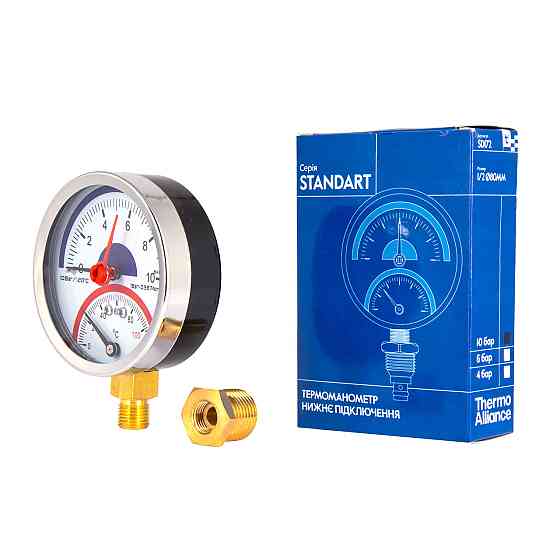 Термоманометр Thermo Alliance Standart 80 мм 1/2", нижнє під'єднання SD17210B Київ