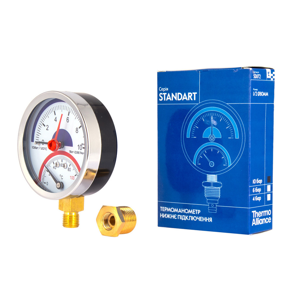 Термоманометр Thermo Alliance Standart 80 мм 1/2", нижнє під'єднання SD17210B Київ - фото 5