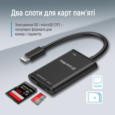 Зчитувач флеш-карт ColorWay USB-C to USB 3.0/SD/MicroSD (CW-CR-02) Вінниця - фото 4
