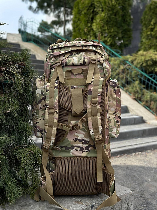 Тактичний рюкзак 120л мультикам з системою molle, каркасом і матеріалом оксфорд для військових Львів - фото 7