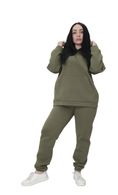 Женский спортивный теплый костюм трехнитка на флисе Хаки XL/2XL Харьков - изображение 1