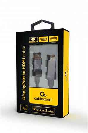 Кабель Cablexpert (CC-DP-HDMI-4K-6) DisplayPort-HDMI 1.8м, чорний Чорний Харьков