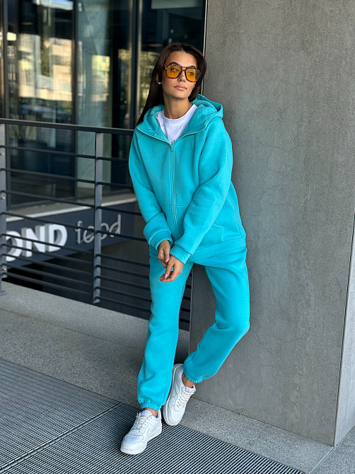 Женский спортивный костюм на флисе Голубой 46/48 Харьков - изображение 5
