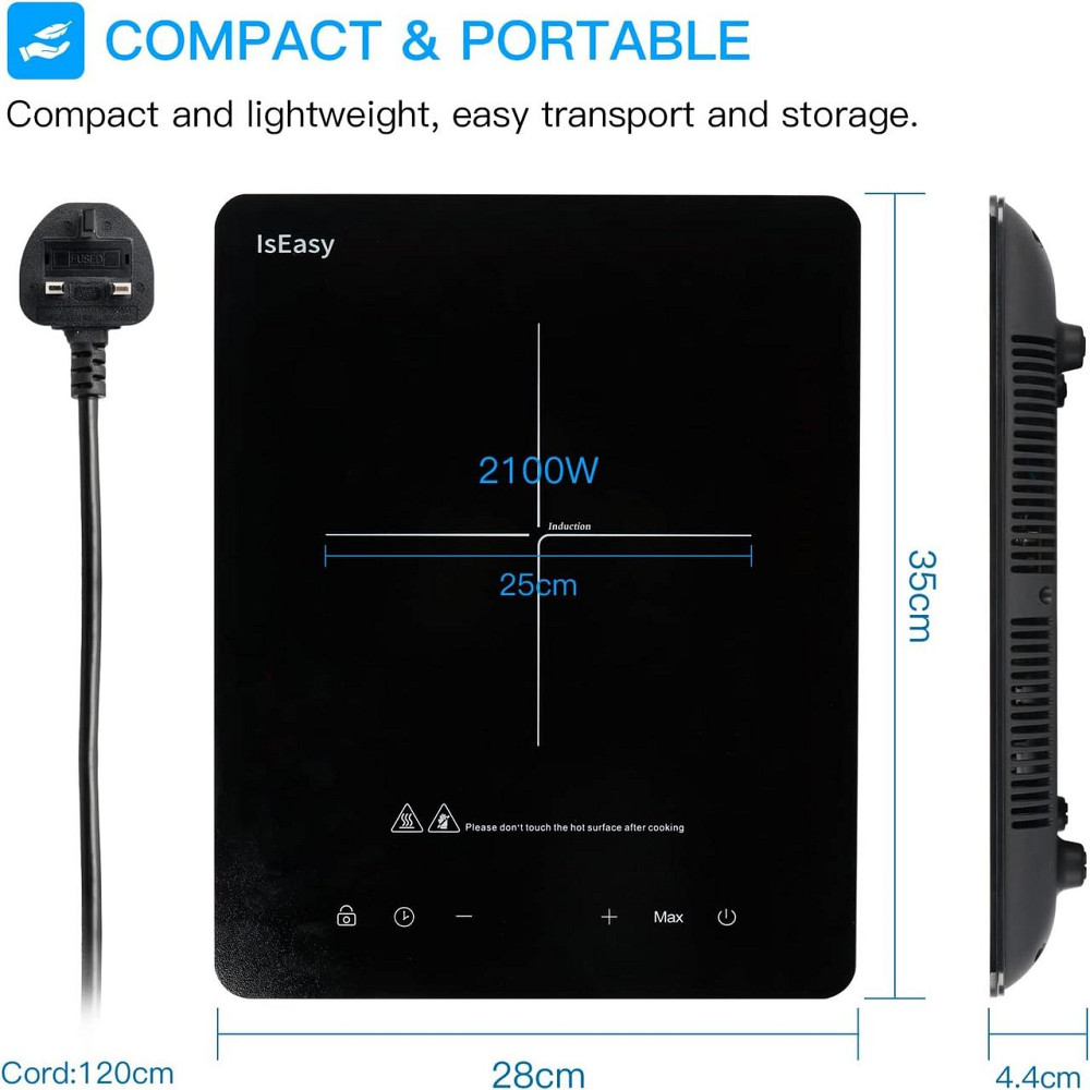 Индукционная плита IsEasy Hob 2100W Черная 9 уровней сенсорная LED портативная 1 конфорка Киев - изображение 7