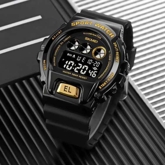 Чоловічий наручний годинник Skmei 1905 Чорний з золотистим Київ