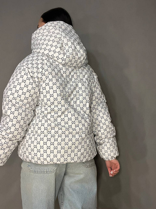 Куртка жіноча Haiziyuan 1630 візерунок середня довжина з капюшоном біла, білий, M Київ - фото 5