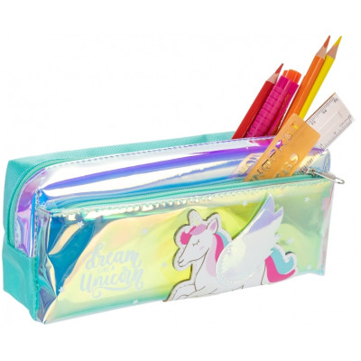 Пенал Cool For School голографический 2 отделения Dream like a Unicorn голубой (CF86958) Винница - изображение 2