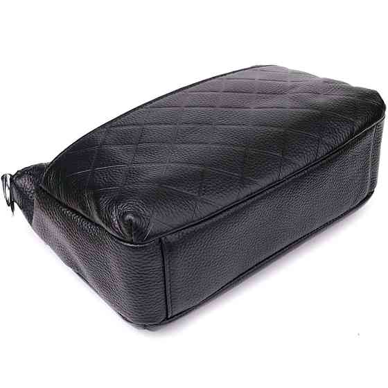 Стильна жіноча сумка з двома ремінцями із натуральної шкіри Vintage 22926 Чорний Київ