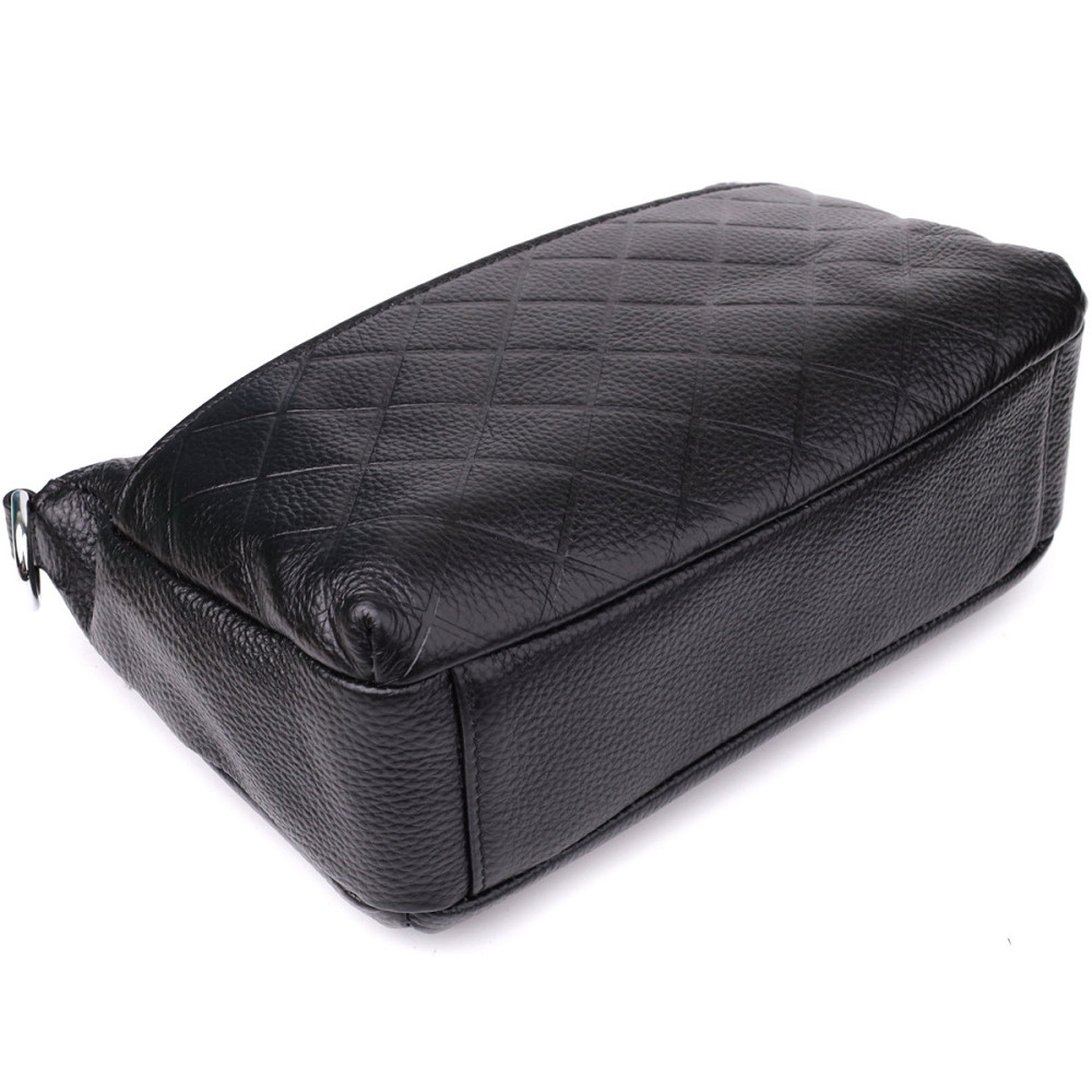 Стильна жіноча сумка з двома ремінцями із натуральної шкіри Vintage 22926 Чорний Київ - фото 5