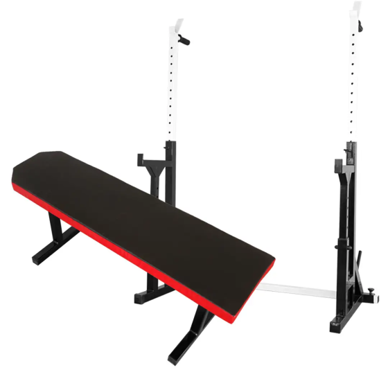 Скамья горизонтальная для жима + Стойки со страховкой 50 на 50 мм с брусьями Киев