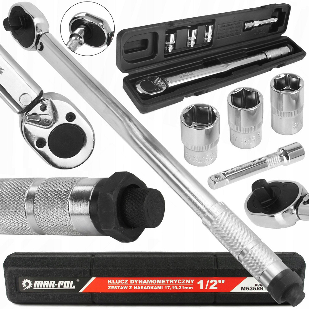 Динамометричний ключ 1/2 28-210 Hм із набором головок Mar-Pol (M53589) Нововолинськ - фото 1