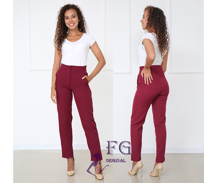 Жіночі прямі штани з кишенями "Jenifer" оптом | Розпродаж моделі Марсала, 42 Київ - фото 2