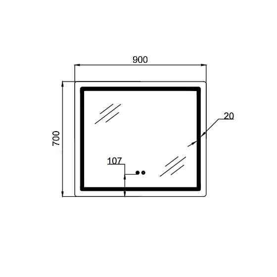 Дзеркало Qtap Mideya (MI2) 900х700 з LED-підсвіткою Touch, з антизапотіванням, з димером, рег. яскравості QT2078NCF9070 Київ