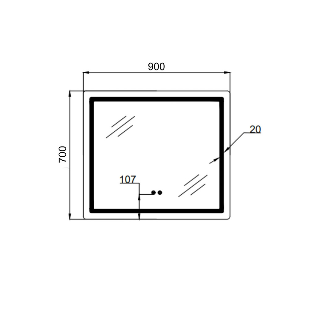 Дзеркало Qtap Mideya (MI2) 900х700 з LED-підсвіткою Touch, з антизапотіванням, з димером, рег. яскравості QT2078NCF9070 Київ - фото 2