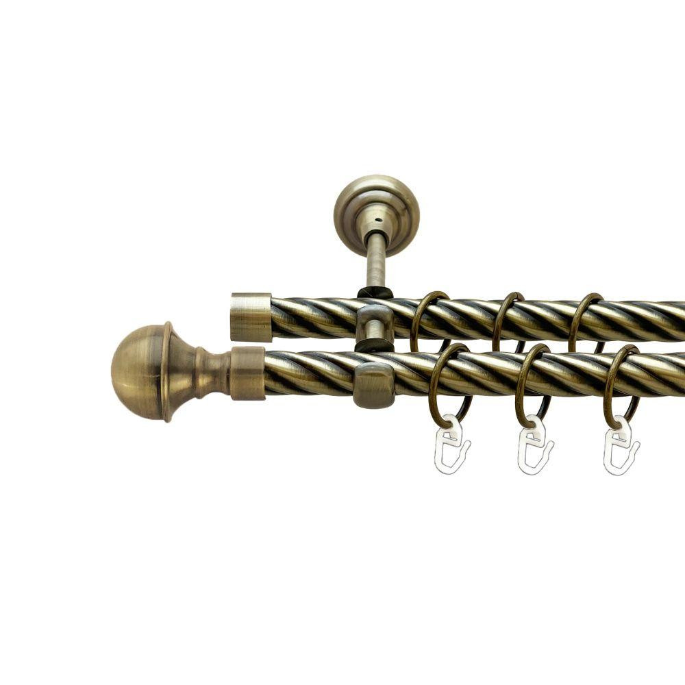 Карниз Orvit Бостон металевий дворядний відкритий скручена труба кільце металеве Антик 19\19 мм 300 см Львов - изображение 1