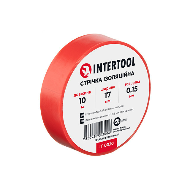 Стрічка ізоляційна 0.15мм*17мм*10м червона INTERTOOL IT-0030 Киев - изображение 1