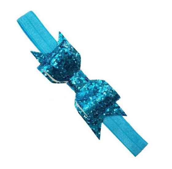 Пов'язка дитяча з блискітками блакитна - розмір універсальний (на резинці), бантик 9см Київ