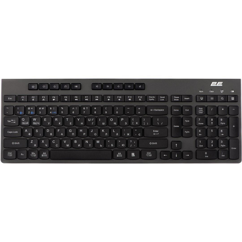 Клавіатура бездротова 2E KS280 WL/BT EN/UKR Grey/Black (2E-KS280WBGR_UA) ( Сірий ) Харьков - изображение 1