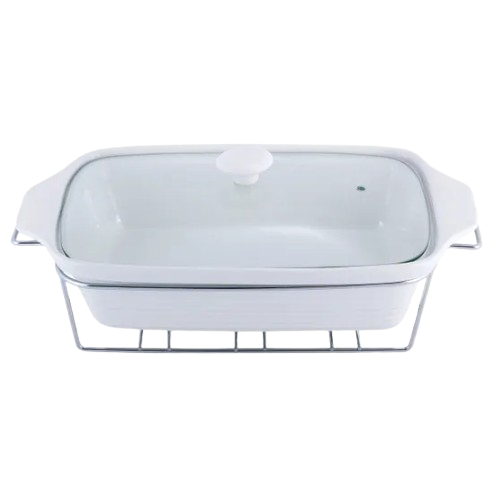 Марміт прямокутний 3л 38см кераміка скляна кришка + метал.підставка 6404 KAMILLE Житомир - изображение 1