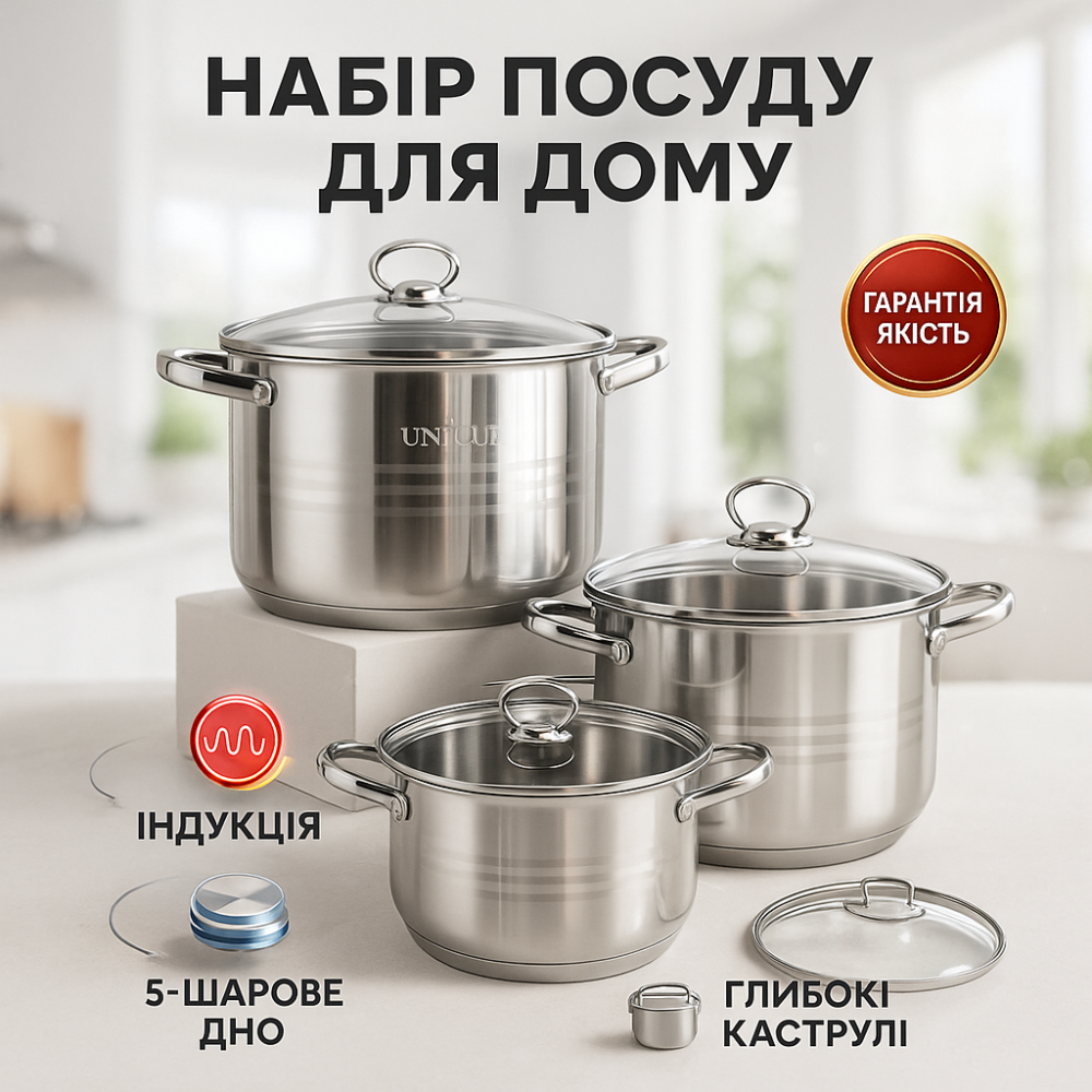 Качественная посуда кастрюли, Качественная кухонная кастрюля, Набор посуды для электрических плит LF-82 Львов - изображение 17