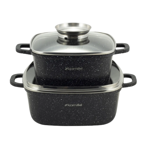 Набір каструль 5 предметів квадратні (каструлі d20см-2,3л/24см-4,4л + прихватки) 4434 KAMILLE Житомир - изображение 3