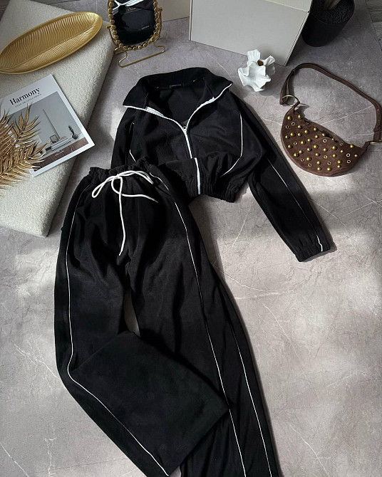 Жіночий теплий прогулянковий костюм з кантом двухсторонній фліс Одеса - фото 2