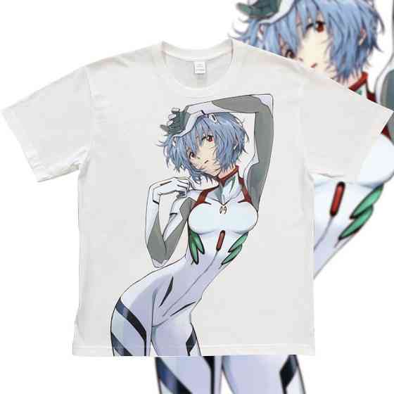 Футболка чоловіча з принтом аніме Неон Генезис Євангеліон Реі Айанамі Плугсуіт оверсайз (S/M/L) Черний Дніпро