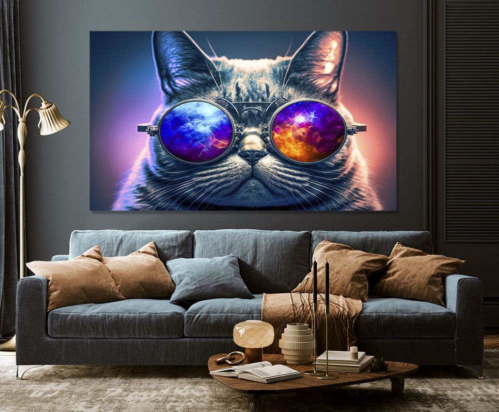 Картина холст в гостиную / спальню Кіт в окулярах  MLP_79 Киев - изображение 3