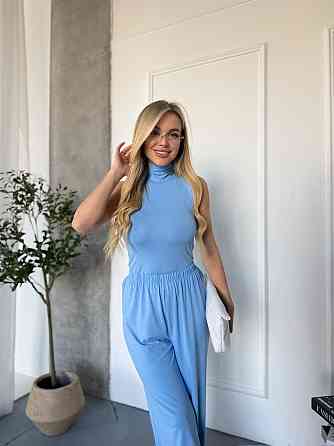 Женский базовый костюм двойка: топ американка и штаны палаццо вискоза Одесса